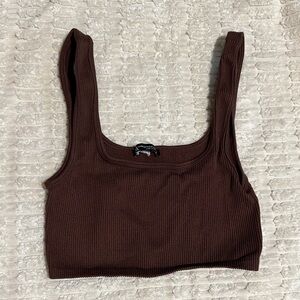 Zara Chocolate Ribbed Crop Top
